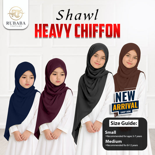 Heavy Chiffon Plain Budak Shawl (Medium) – Premium Kids Chiffon Shawl
