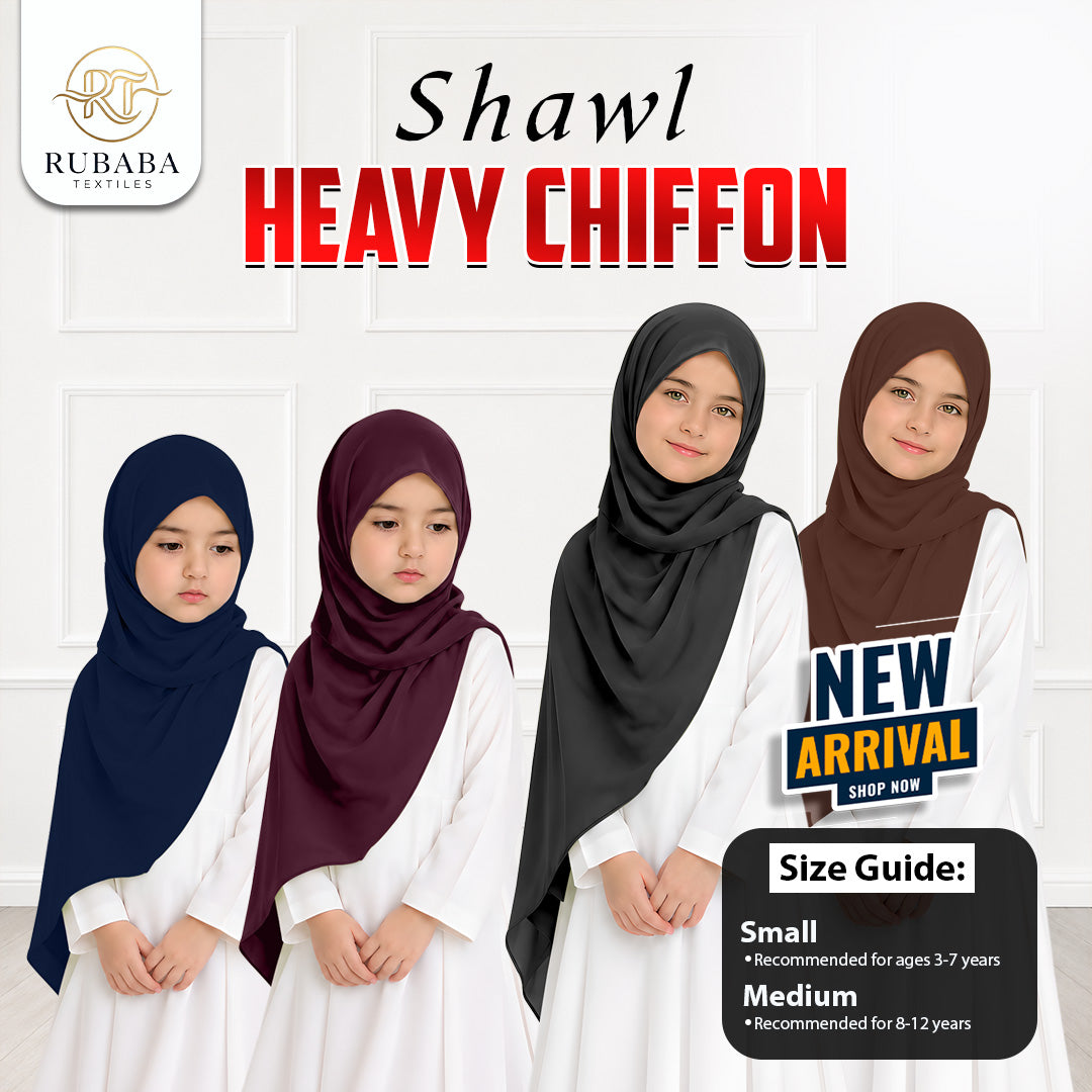Heavy Chiffon Plain Budak Shawl (Small) – Lightweight Kids Shawl
