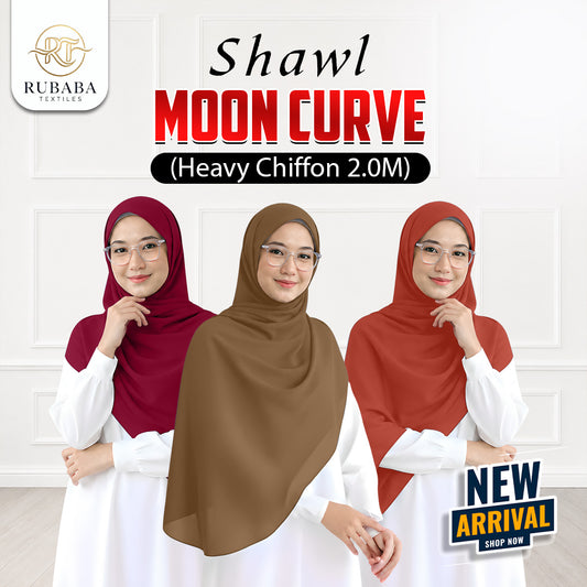 Heavy Chiffon Half Curve / Moon Curve Shawl – Elegant 2 Meter